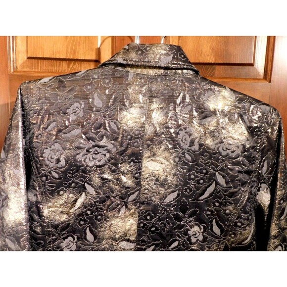 Chico Size 2 Dark Gray / Gold / Silver Multi Color Blazer / Jacket  RN79984 - Picture 5 of 7